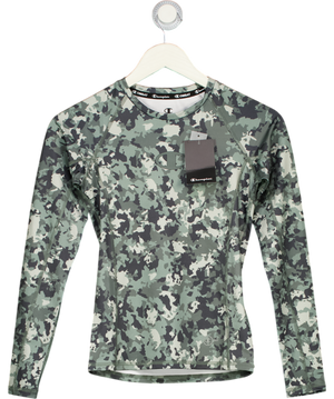 CHAMPION Green Deep Camo Long Sleeve Activewear Top UK S