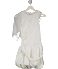 ASOS Design Drape Shoulder Mini Dress With Puff Skirt In White UK 8