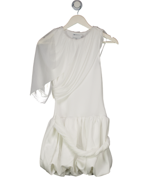 ASOS Design Drape Shoulder Mini Dress With Puff Skirt In White UK 8