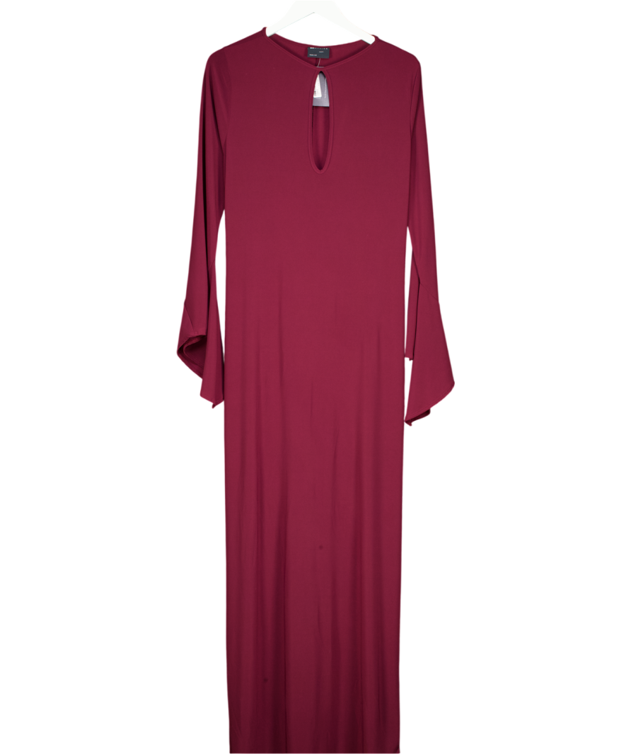 ASOS Red Long Sleeve Cut Out Ruched Maxi Dress UK L