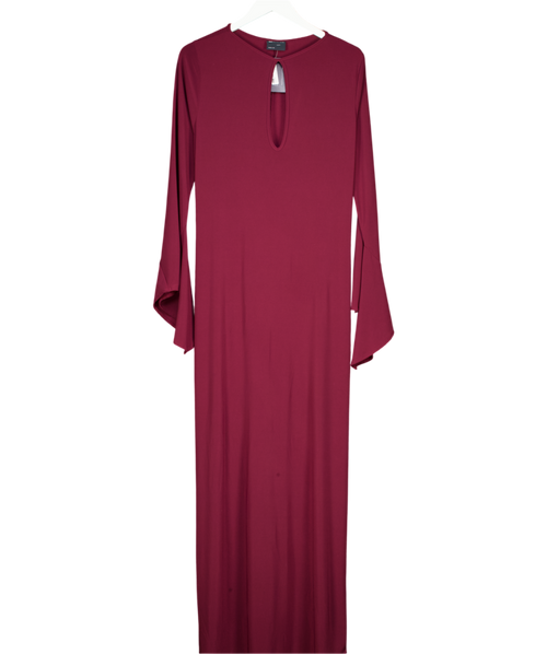 ASOS Red Long Sleeve Cut Out Ruched Maxi Dress UK L