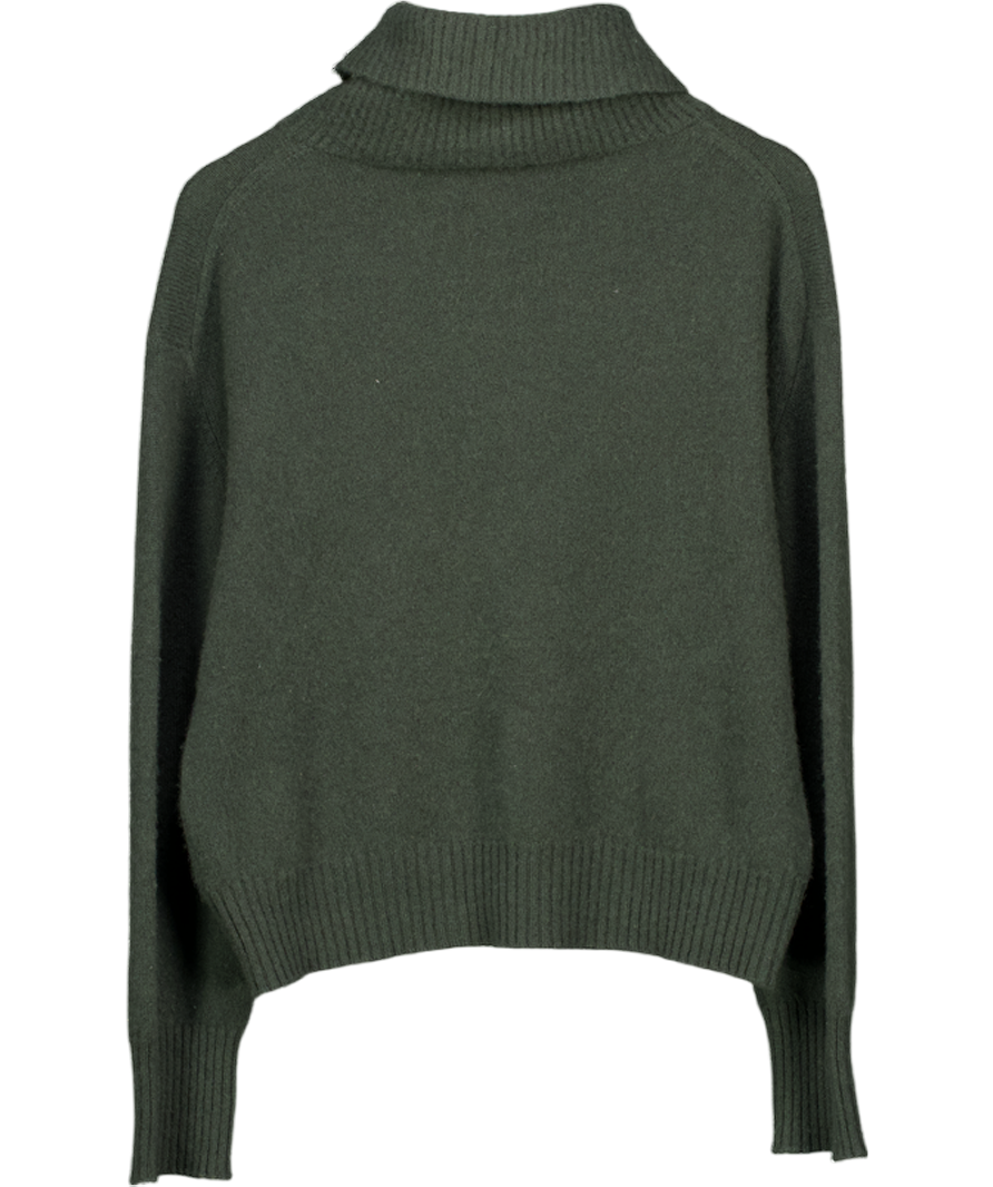 CIL CASHMERE IN LOVE Khaki Green 100% Cashmere Roll Neck Jumper One Size
