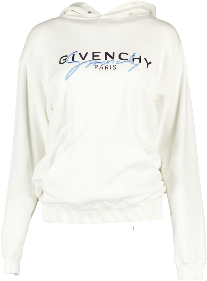 GIvenchy White / Blue embroidered Logo Hoodie UK XS