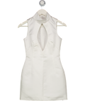 MISCREANTS White Heavy Satin Lined High Neck Key Hole Mini Dress UK XS