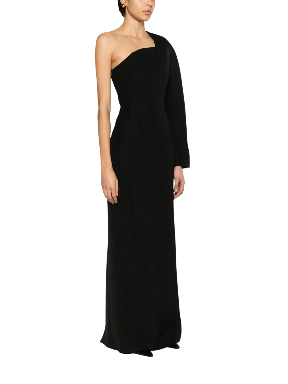JACQUEMUS Black La Robe Pablo One-shoulder Crêpe Gown Dress Fr36 UK 8