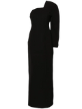 JACQUEMUS Black La Robe Pablo One-shoulder Crêpe Gown Dress Fr36 UK 8
