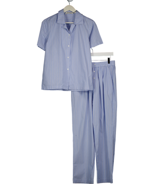 MAISON ESSENTIEL Blue 2-piece Luxury 100% Cotton Pyjama Set UK XS
