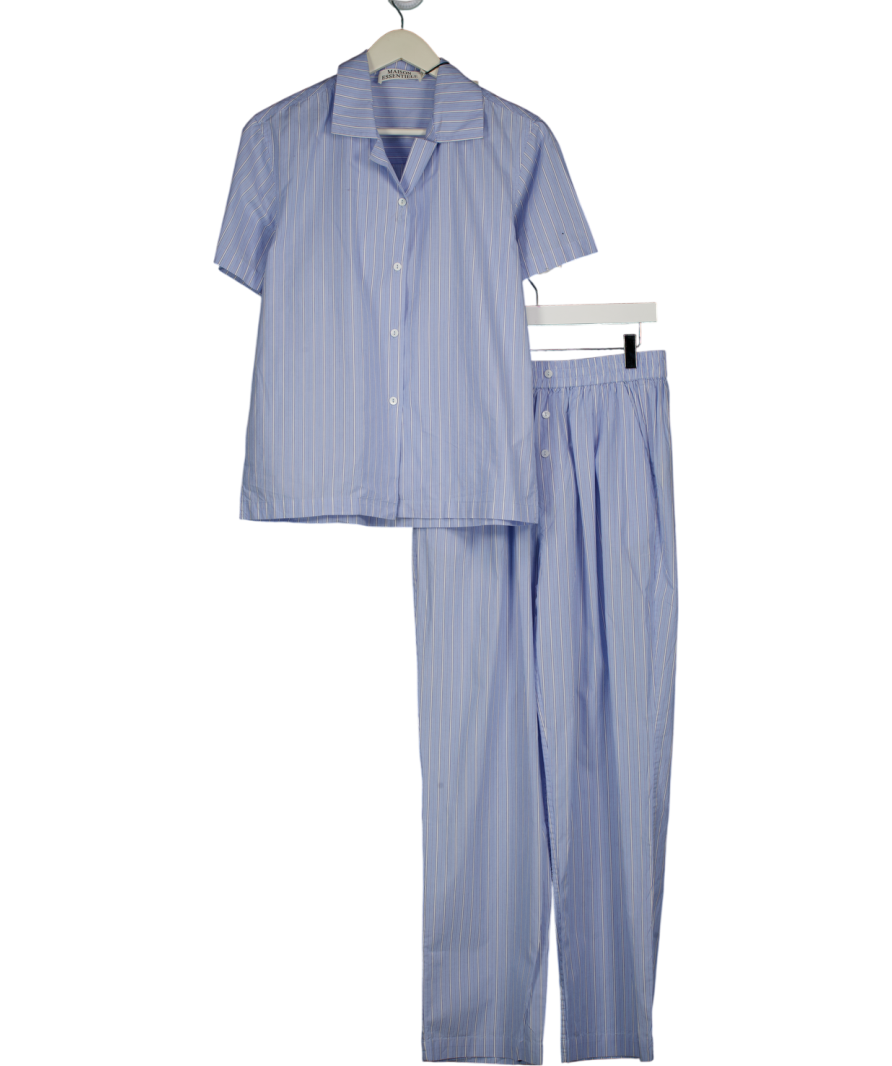 MAISON ESSENTIEL Blue 2-piece Luxury 100% Cotton Pyjama Set UK XS