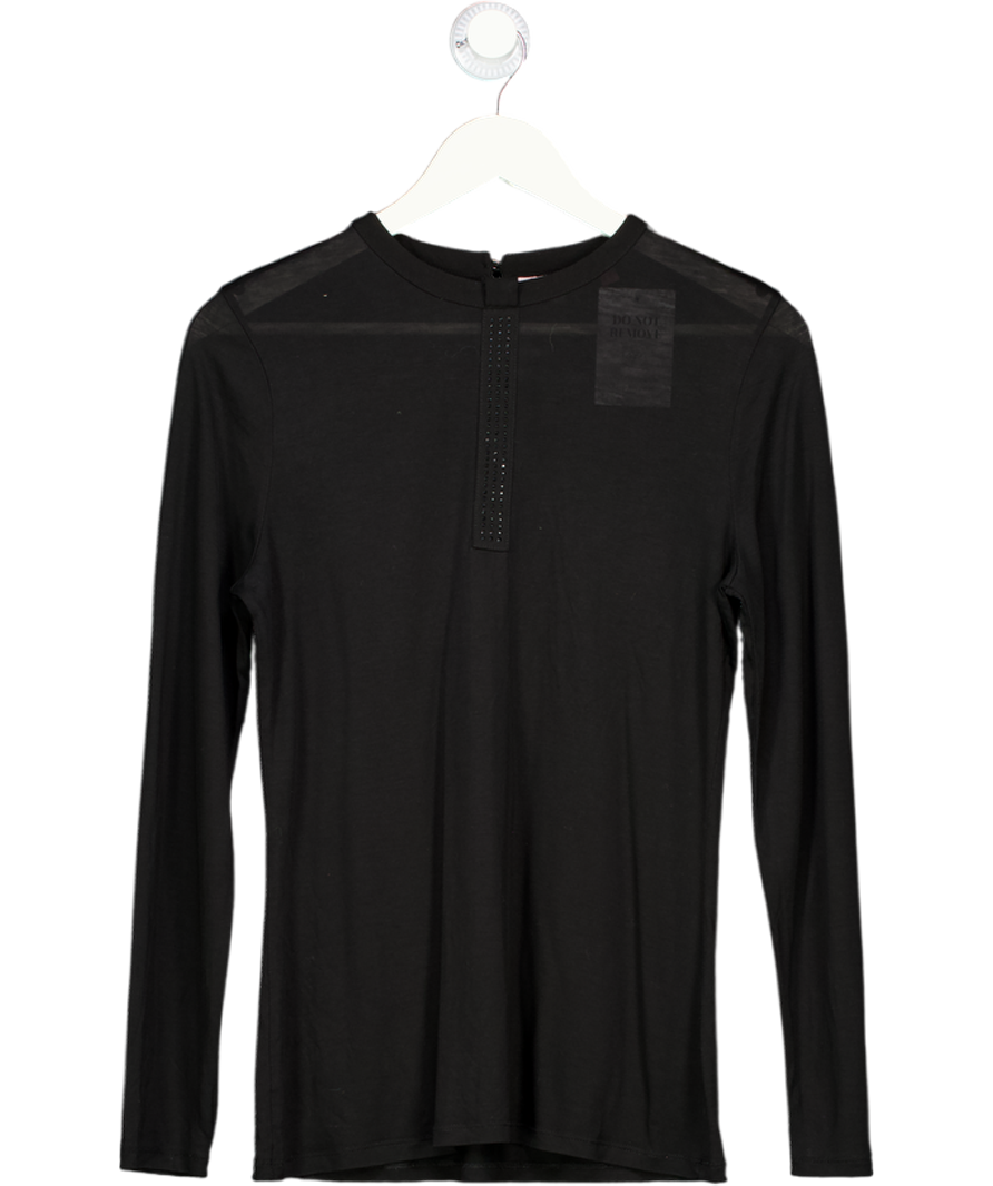 Ted Baker Black Long Sleeved Sheer Rhinestoned Top UK 12