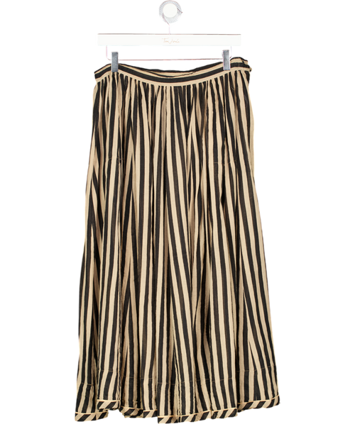 Zimmermann Black / Beige Jaya Striped Cotton-gauze Midi Skirt Sz0 UK 8