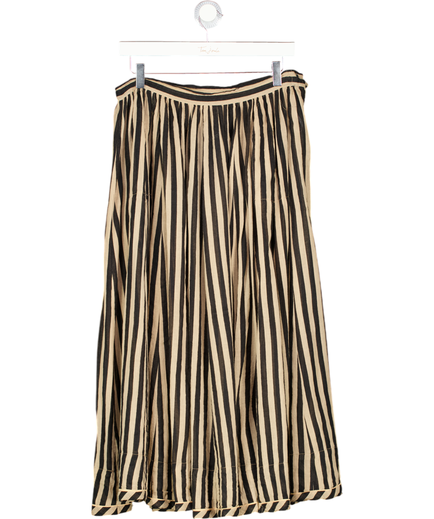 Zimmermann Black / Beige Jaya Striped Cotton-gauze Midi Skirt Sz0 UK 8