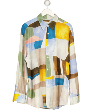 GANT Multicoloured Colour-blocked Spread Collar Long Sleeve Shirt UK M