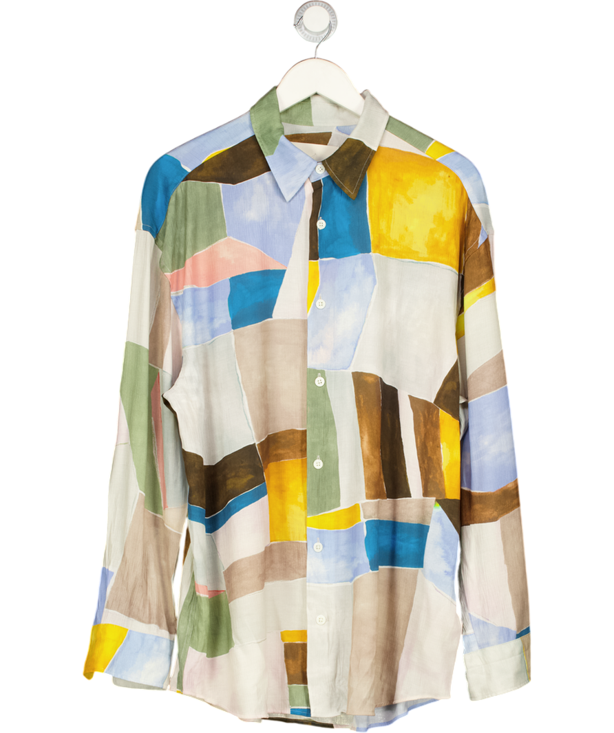 GANT Multicoloured Colour-blocked Spread Collar Long Sleeve Shirt UK M