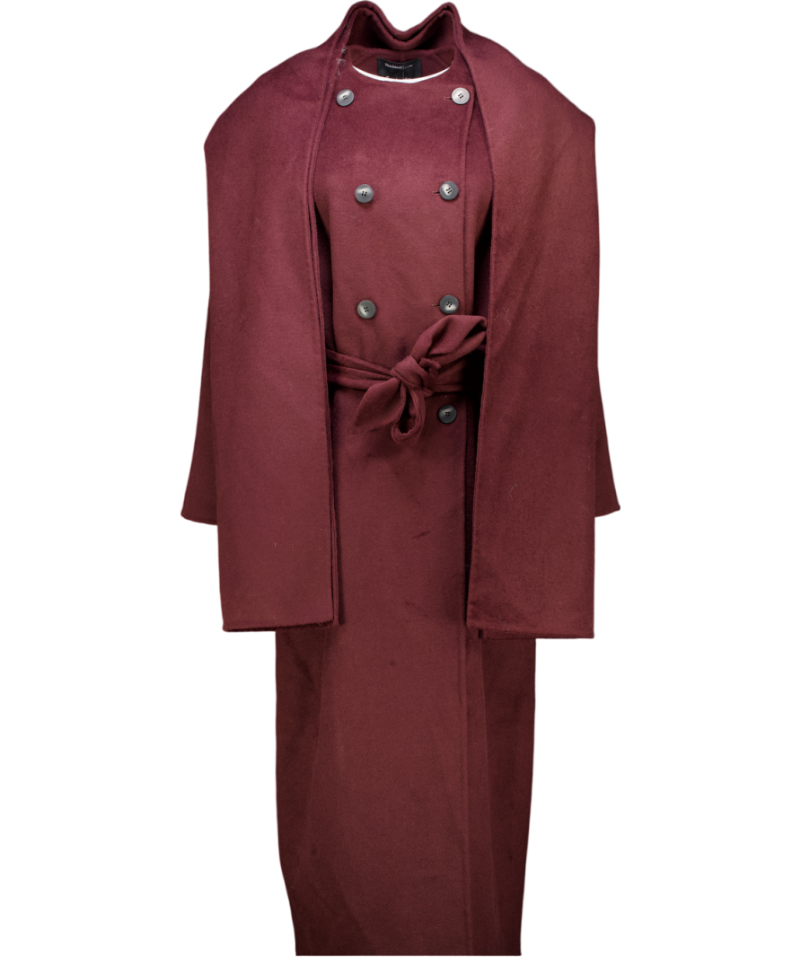 PROBLEM NEEDS MANNEQUIN- River Island Red Premium Handmade Wool Blend Scarf Coat UK S