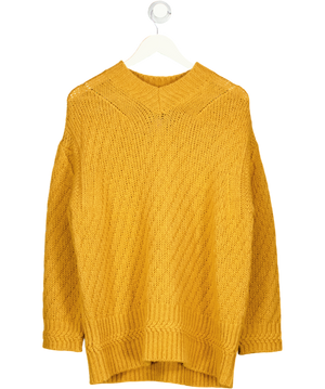 STELLA MCCARTNEY Yellow Mustard Alpaca Blend V Neck Jumper UK 8