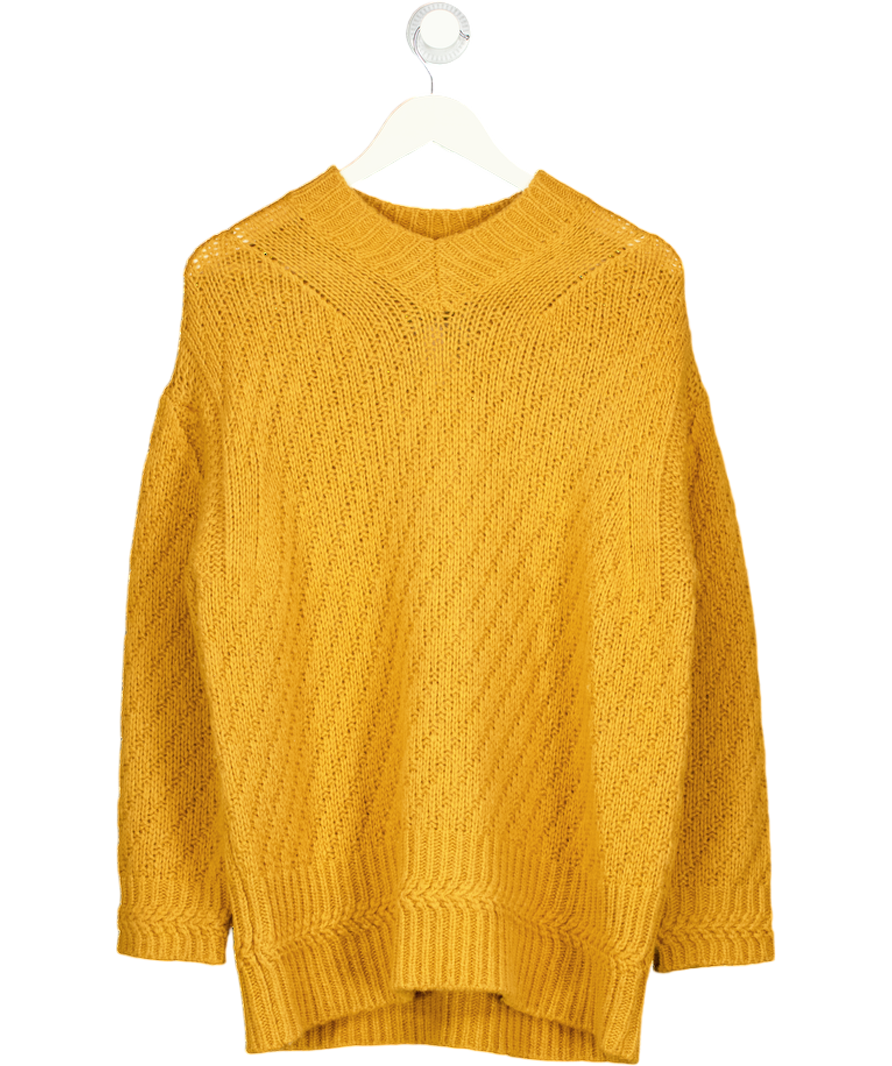 STELLA MCCARTNEY Yellow Mustard Alpaca Blend V Neck Jumper UK 8