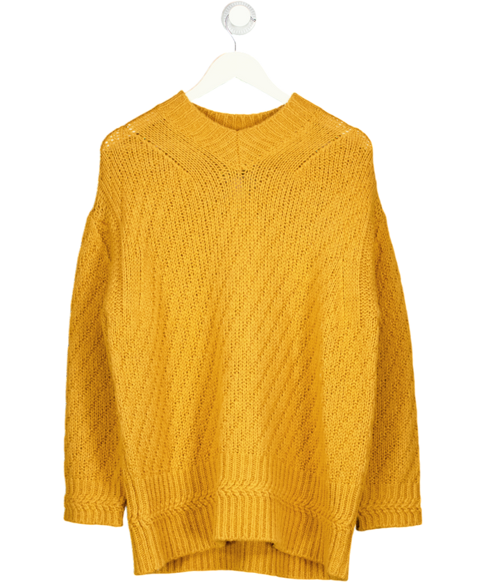 STELLA MCCARTNEY Yellow Mustard Alpaca Blend V Neck Jumper UK 8