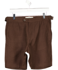 Lewis James Brown Brandon Safari Single Pleated Linen Shorts W30