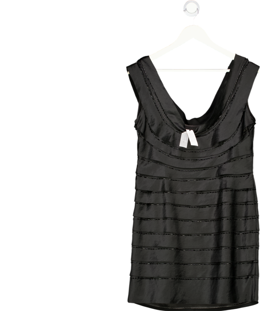 Amanda Wakeley Black Tiered Satin Dress UK 12