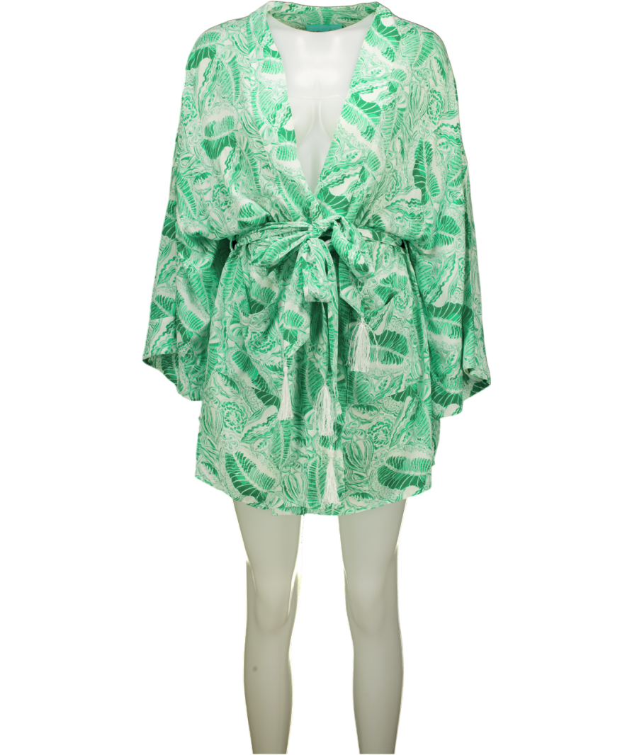 MELISSA ODABASH Green Sienna Floral-print Woven Kimono UK XS