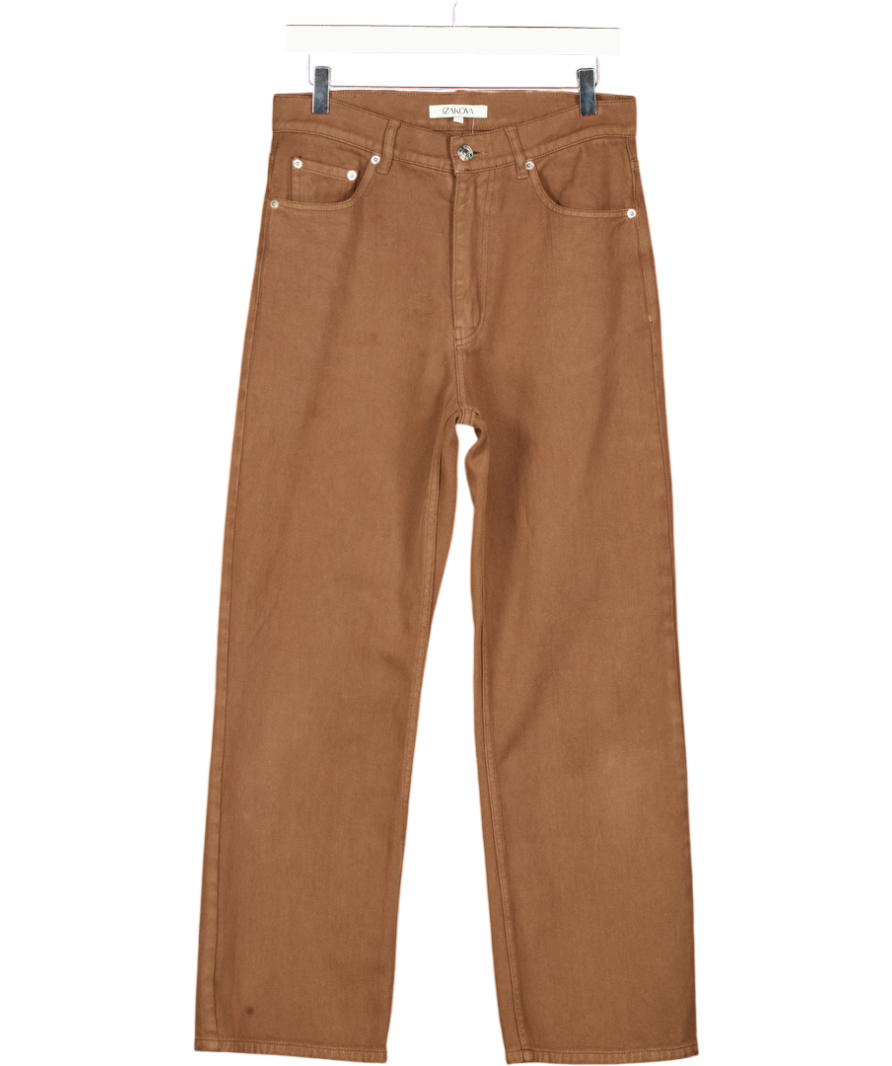 IZAKOVA Brown Denim High Rise Straight Leg Jeans UK M