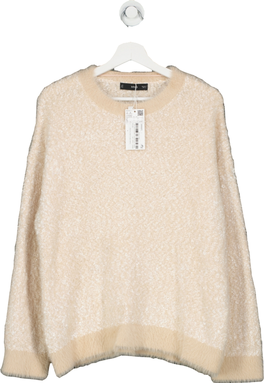 MANGO Cream Sweater With Fur-effect Trim BNWT UK L