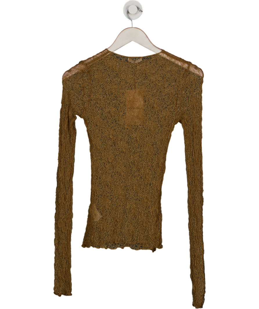 ZARA Brown Cobweb Lace Long Sleeve Top UK S