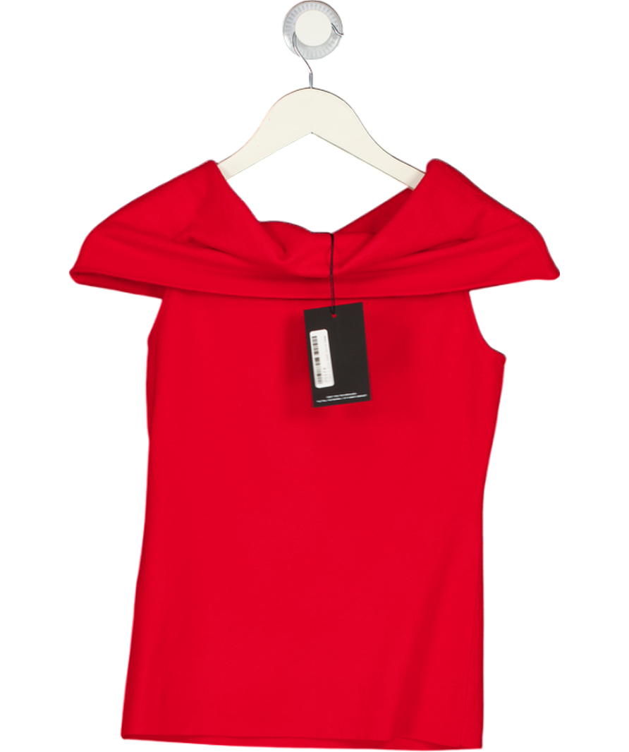 4th & Reckless Deep Foldover Bandeau Knitted Top In Red UK 8