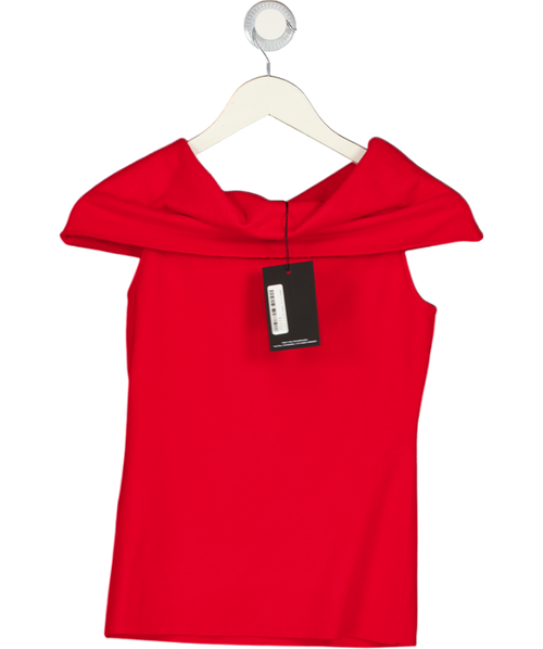 4th & Reckless Deep Foldover Bandeau Knitted Top In Red UK 8