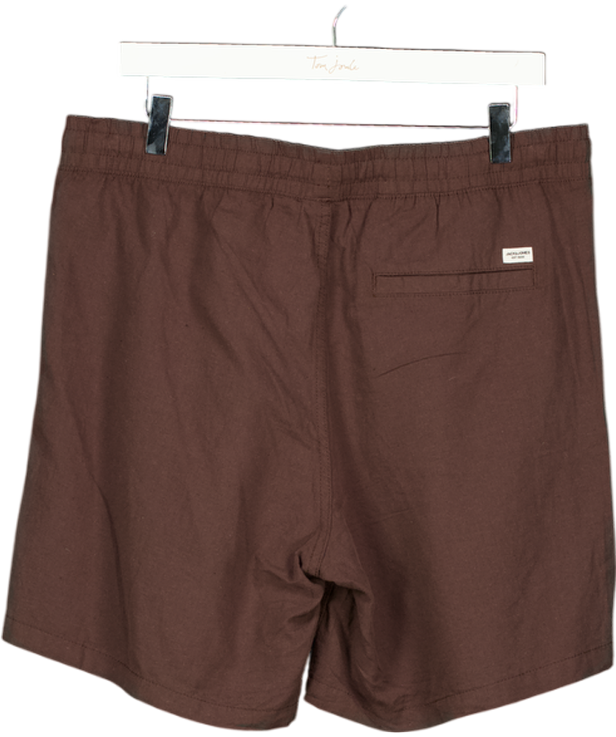 jack&jones Brown Linen Blend Shorts UK L