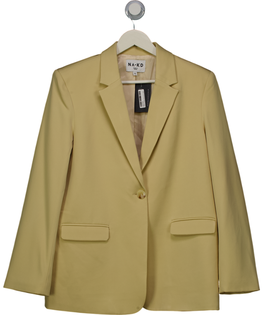 NA-KD Beige Light Camel One Button Single Breasted Blazer UK 8