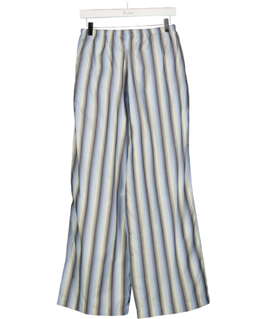 TOPSHOP Blue Stripe Poplin Pull On Wide Leg Trouser UK S