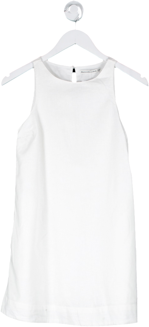 Abercrombie & Fitch White Linen Blend Sleeveless Dress UK XXS