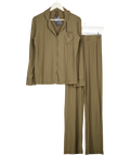 SKIMS Khaki Green Ribbed Lounge Rib Sleep Set UK S