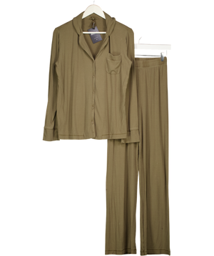 SKIMS Khaki Green Ribbed Lounge Rib Sleep Set UK S