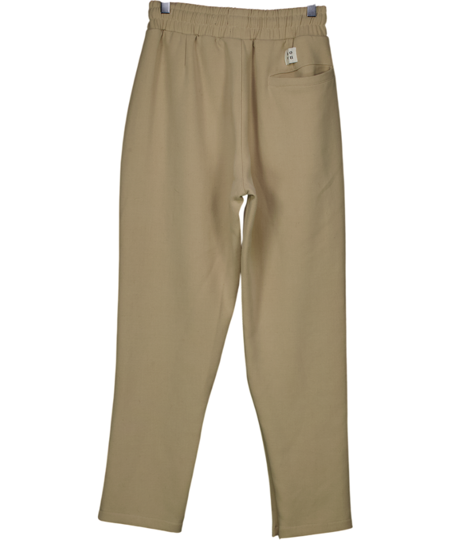 NOVU Beige Luxury Tapered Joggers UK S