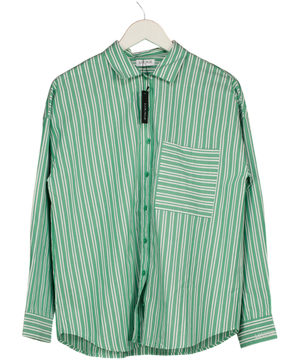 Lounge Underwear Green Oversized Pinstripe Shirt UK S