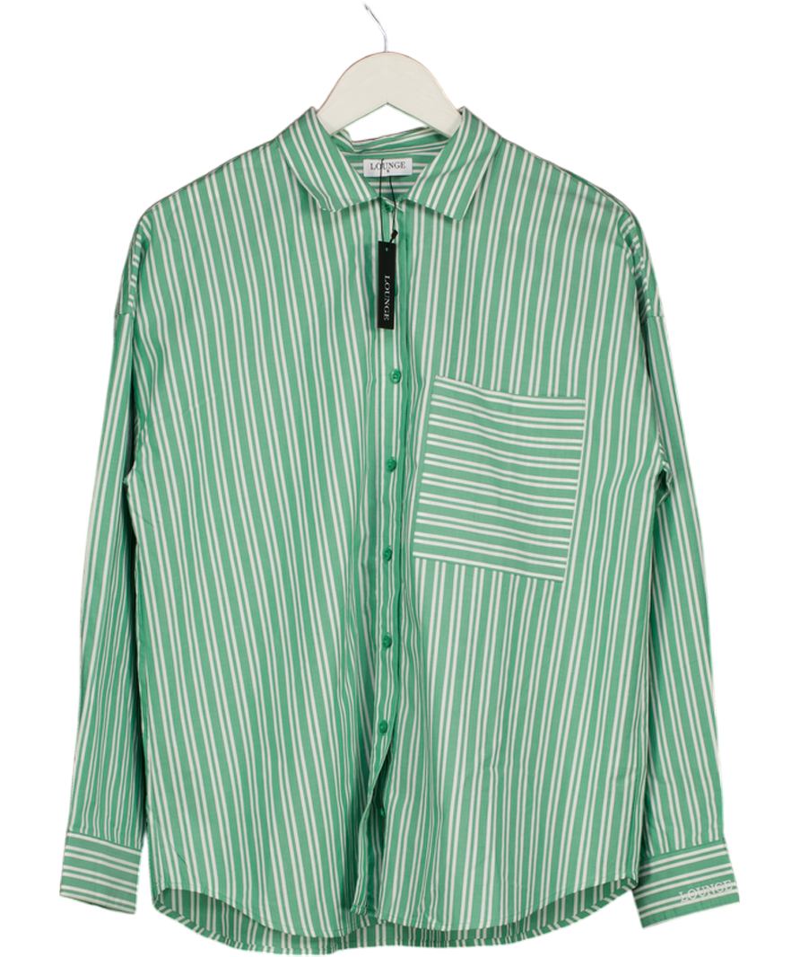Lounge Underwear Green Oversized Pinstripe Shirt UK S