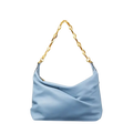JIMMY CHOO Smokey Blue  Soft Calf Leather Hobo Bag with Gold Chunky Chain & Leather Straps