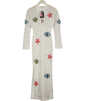 RIVER ISLAND White Embroidered Knit Maxi Beach Dress UK S/M