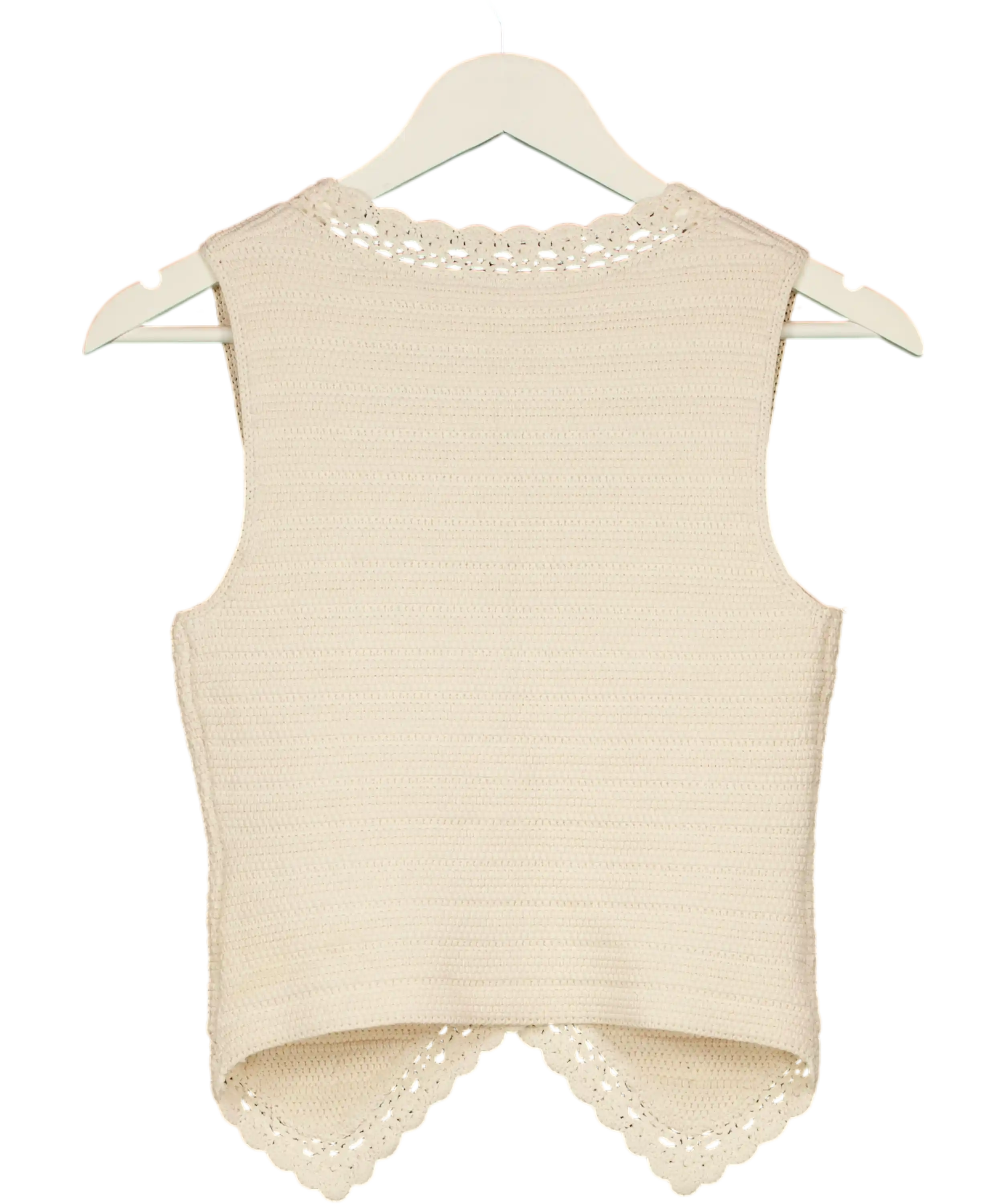 SANDRO PARIS Cream Embellished Crochet-knit Vest Sz1 UK 8