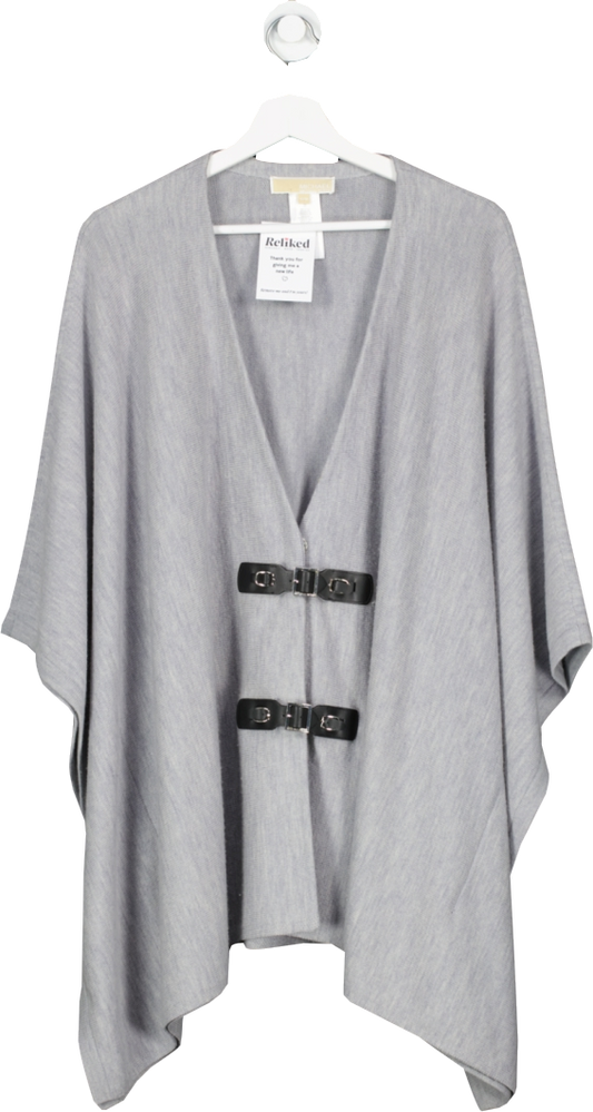 MICHAEL Michael Kors Grey Michael Michael Kors Women's Buckle Front Poncho - Pearl Heather UK S/M