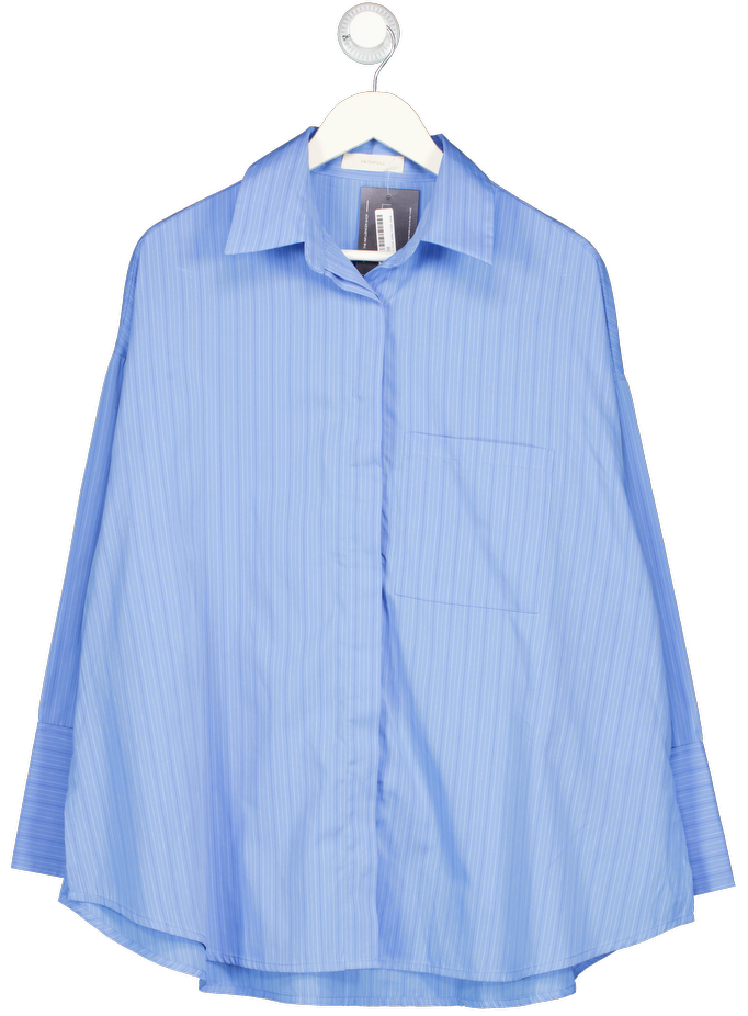 FAITHFULL THE BRAND Blue Clemente Oversized Pinstriped Organic Cotton-poplin Shirt UK 8