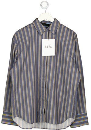 SIR. Cotton Poplin Grey Striped Oversize Milo Shirt Sz1 UK S