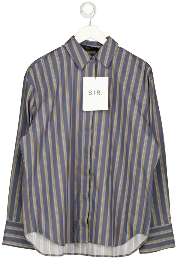 SIR. Cotton Poplin Grey Striped Oversize Milo Shirt Sz1 UK S