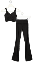 SEFI Black 2-piece Activewear Flare Leggings & Crop Top Set UK XS