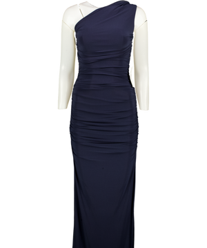 REVIE LONDON Blue One Shoulder Midi Dress UK 8