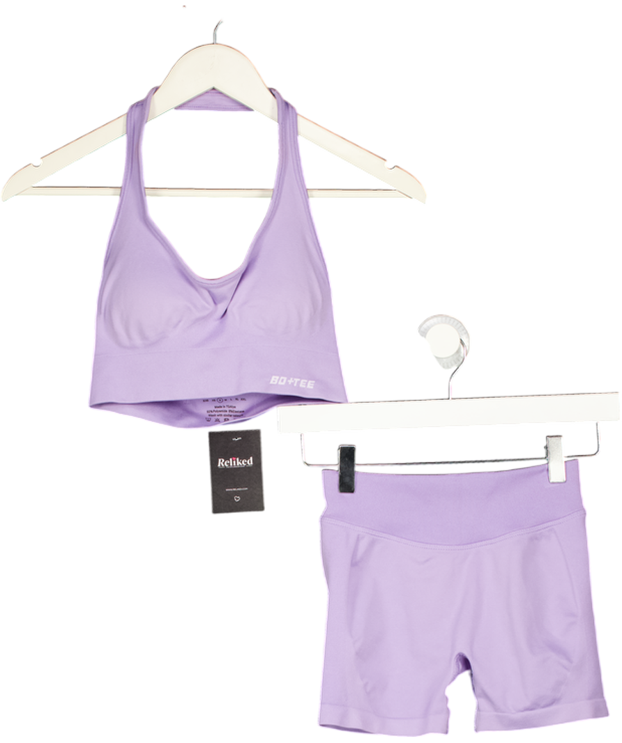 Bo + Tee Purple Super Sculpt Seamless Sports Bra & Leggings UK XS