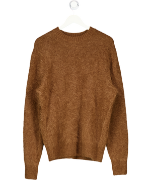 SUITSUPPLY Mid Brown Crewneck Alpaca Blend Jumper UK L