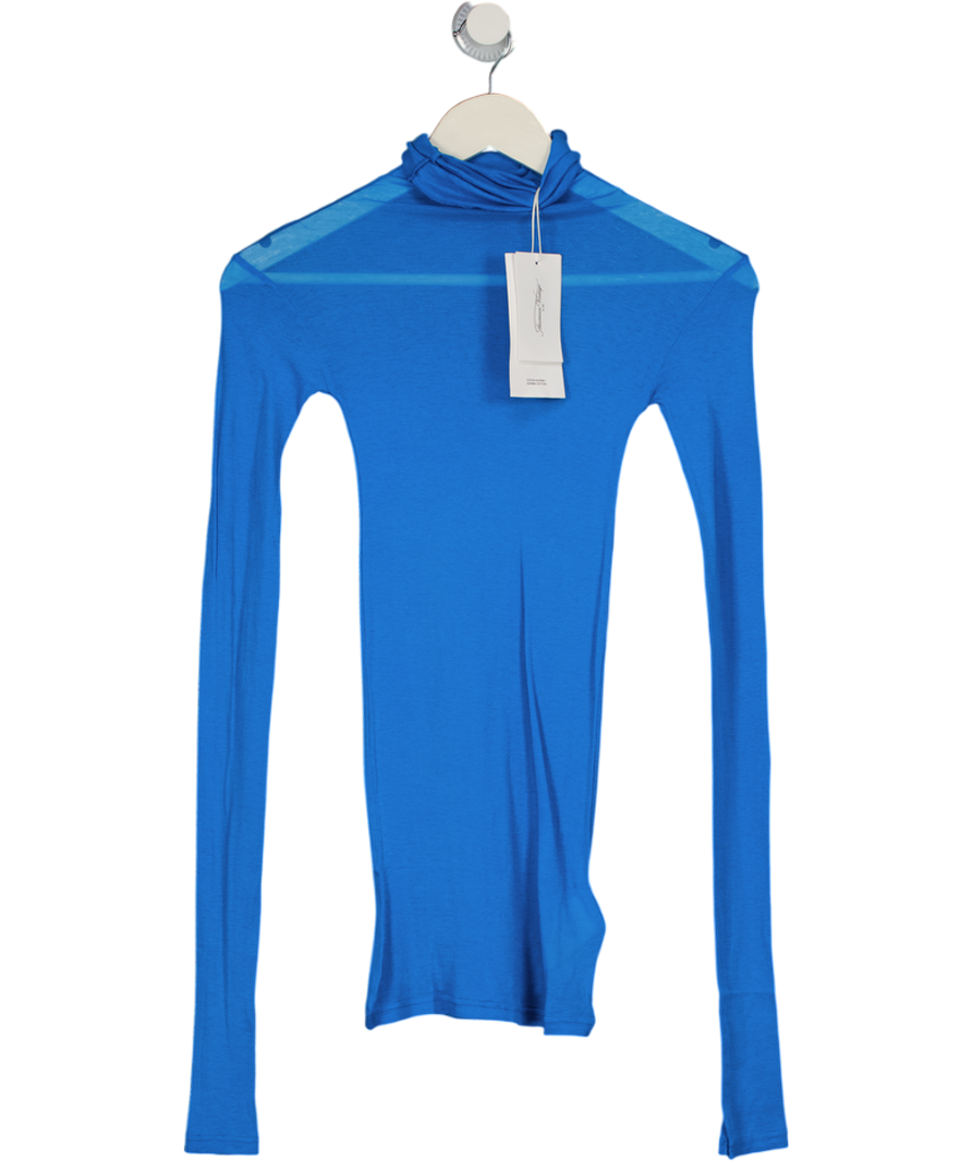 AMERICAN VINTAGE Blue Massachusetts Fine Knit Turtleneck Long Sleeve Top UK S